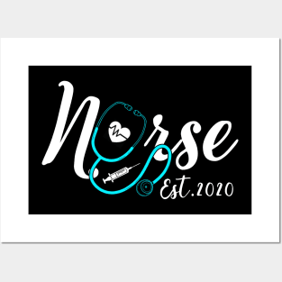 Womens New Nurse Est 2020 Nursing School Graduation Gift Posters and Art